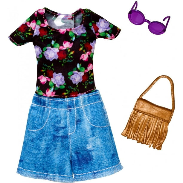 Barbie Career Fashion Pack Golfing Outfit Denim Shorts /& Flower Blouse.
